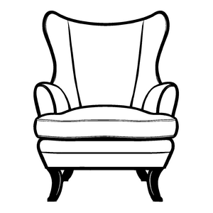 Eleganter Ohrensessel in schlichter Linie Ausmalmotiv für fantasievolle Einrichtungsmagier