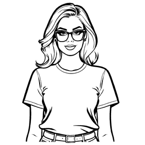 Fröhliches Damen-T-Shirt mit stylischen Accessoires Ausmalmotiv für modebewusste Entdeckerinnen