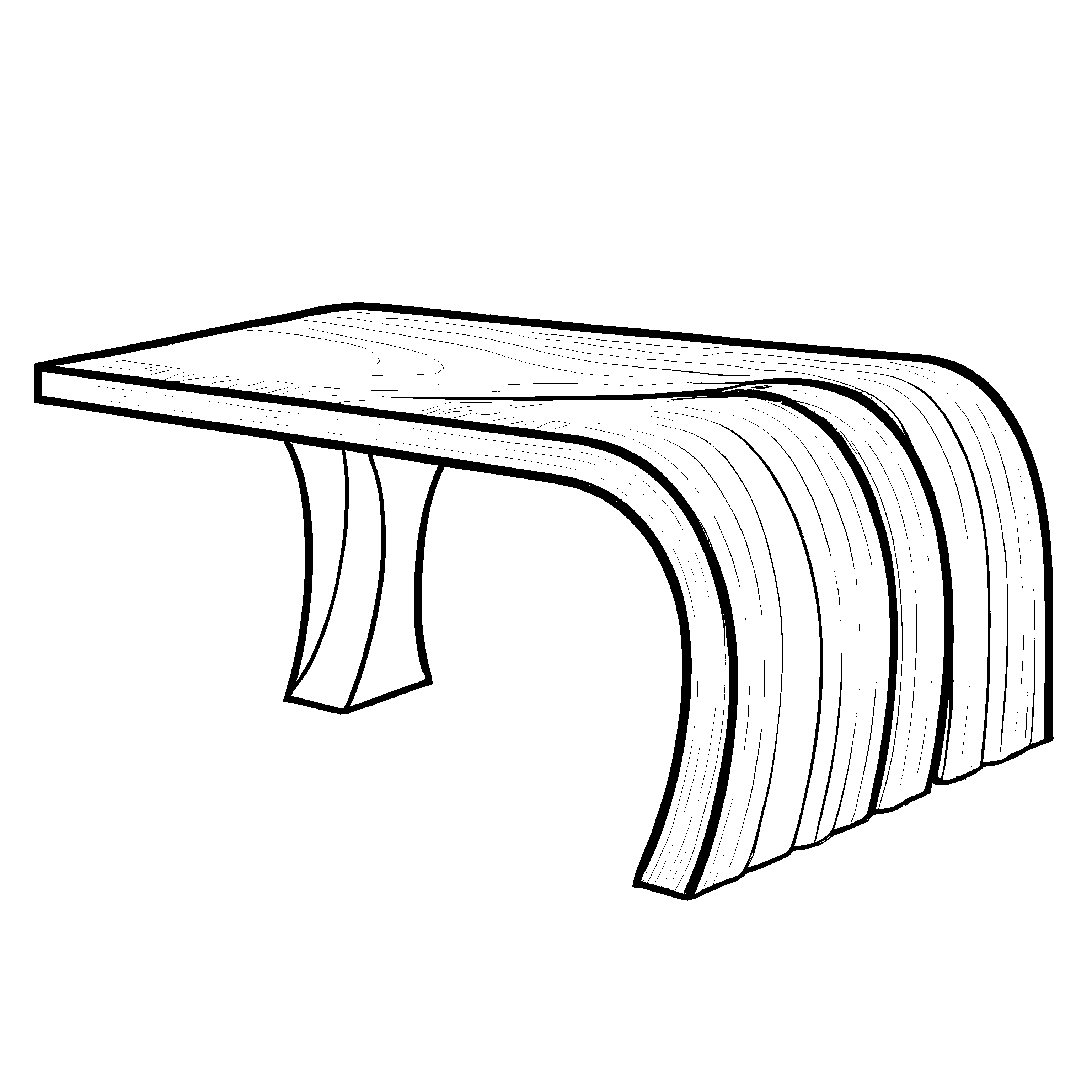 Futuristischer Designertisch in Wellenform Ausmalbild für fantasievolle Formgestalter