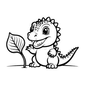 Niedlicher Pachycephalosaurus neben einer bunten Pflanze Malvorlage für kleine Dino-Abenteurer