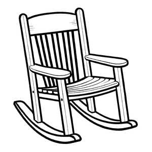 Historischer Schaukelstuhl mit elegantem Design Ausmalbild für kleine Einrichtungsträumer