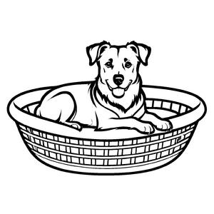 Großartige Hundekörbchen-Malvorlage zum Ausmalen