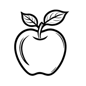 Frischgrüner Apfel mit lebhaftem Blatt Ausmalbild für kleine Farbvirtuosen