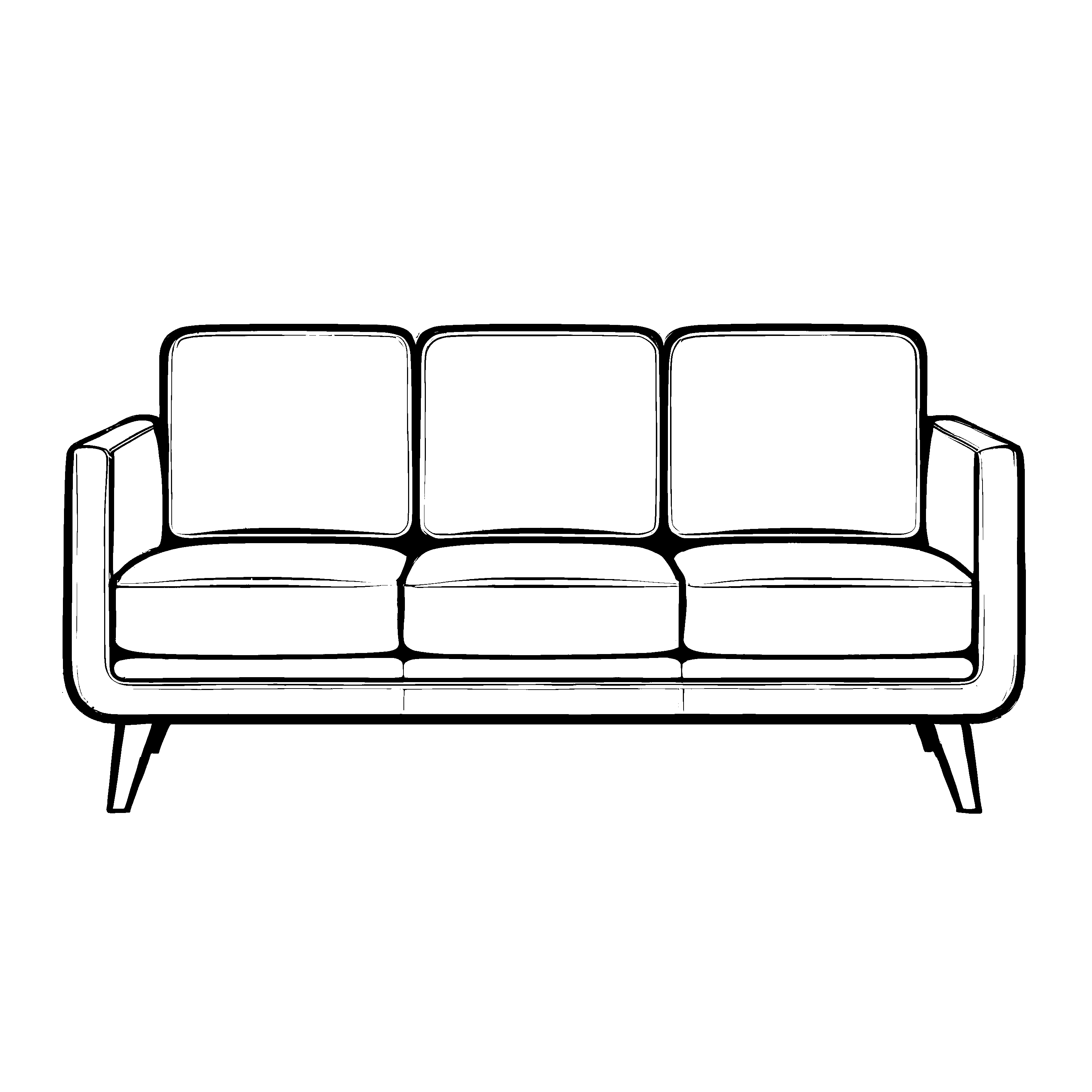 Modernes Retro-Sofa mit minimalistischem Design Ausmalbild für fantasievolle Wohnraumgestalter