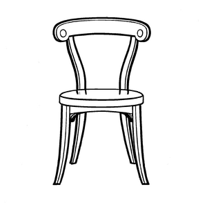 Eleganter Holzstuhl im minimalistischen Design Ausmalbild für kleine Einrichtungsberater