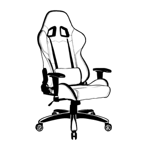 Bequemer Gaming-Stuhl mit Rädern und Polsterung Ausmalbild für leidenschaftliche Zocker und kreative Köpfe