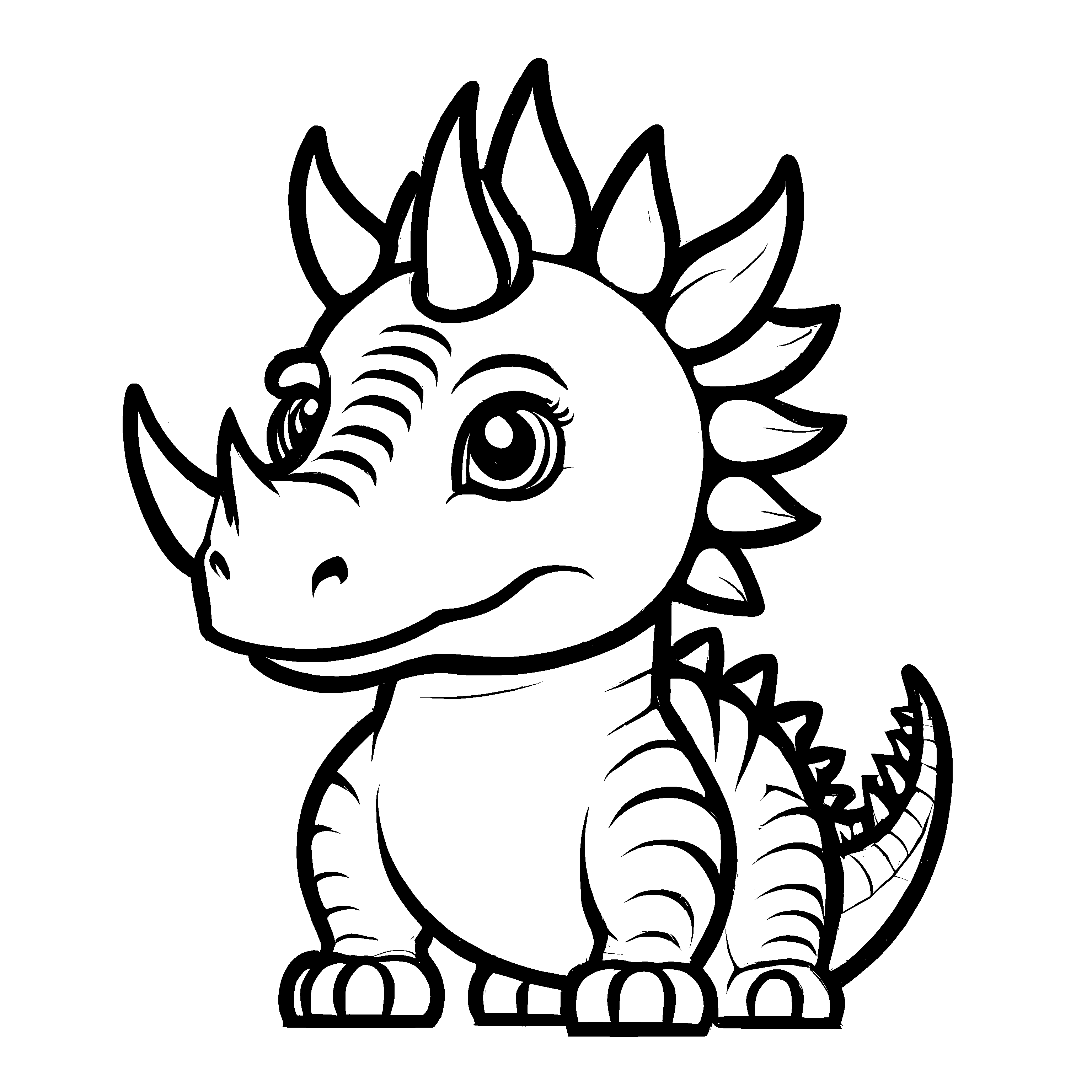 Charmanter Styracosaurus mit großen Augen Ausmalmotiv für kleine Dino-Fans