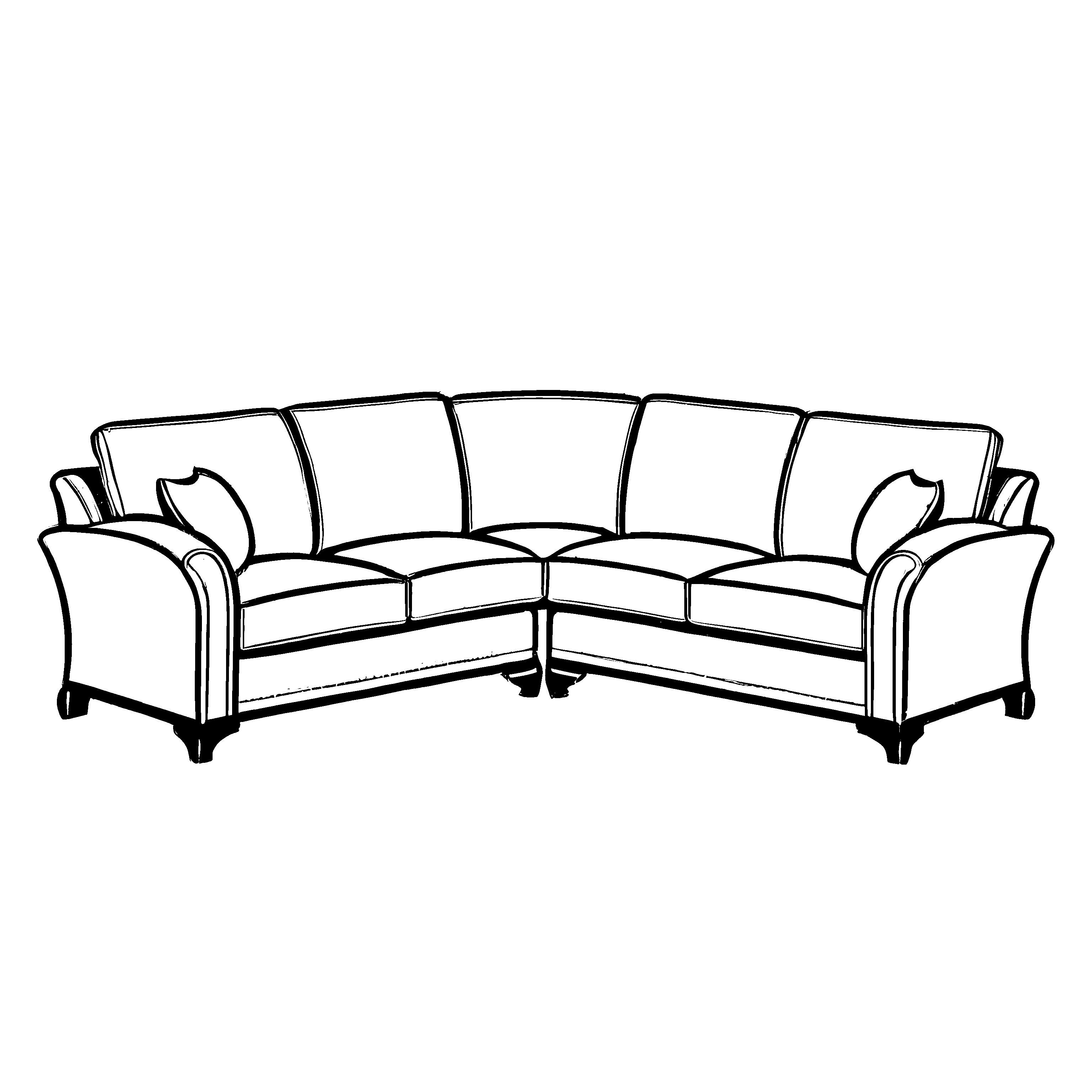 Bezauberndes Ecksofa mit klaren Linien Ausmalbild für stilbewusste kleine Designer