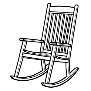 Zwei charmante Schaukelstühle im gemütlichen Holzlook Ausmalvorlage für kleine Interior-Designer