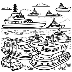 Kreative Luftkissenboote-Malvorlage für kreative Kids