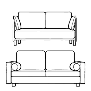 Modisches Zweisitzer-Sofa in klaren Formen Bastelmotiv für fantasievolle Wohnkünstler