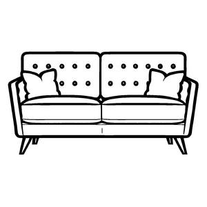 Bequeme Sofa mit verschiedenen Kissenformen Ausmalbild für kreative Wohnatelier-Entdecker