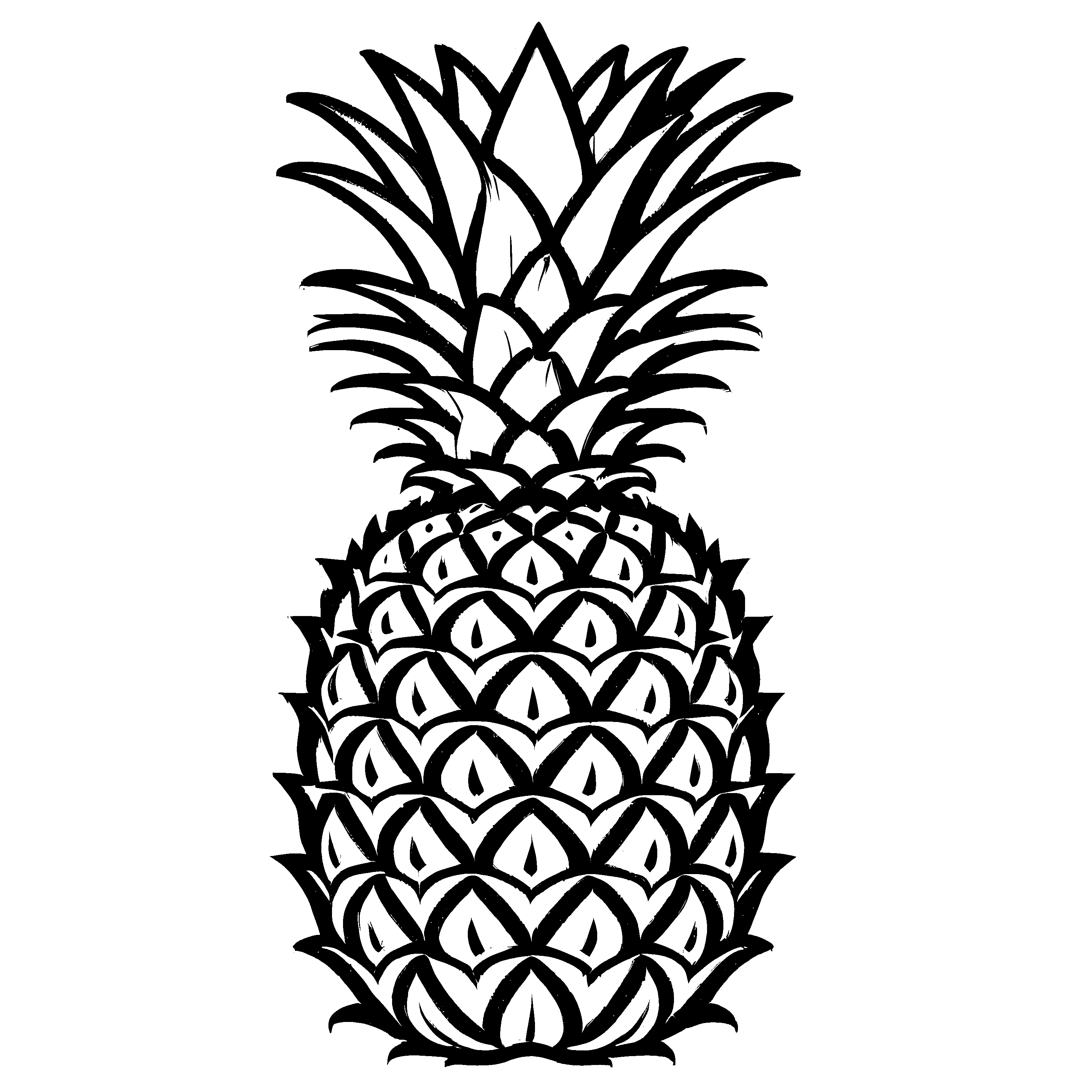 Kreative Ananas mit lustigen Blättern Malvorlage für sprudelnde Ideenjäger