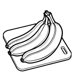 Zwei zauberhafte Bananen auf dem Schneidebrett Malvorlage für kleine Küchenchefs