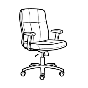 Bequemer Bürostuhl mit praktischen Lenkrollen Ausmalbild für kleine Ideenentdecker