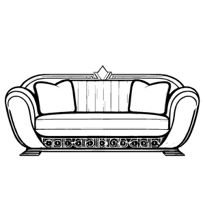 Stilvolles Designer-Sofa mit charmanten Kissen Ausmalmotiv für kreative Wohnkünstler und kleine Traumgestalter