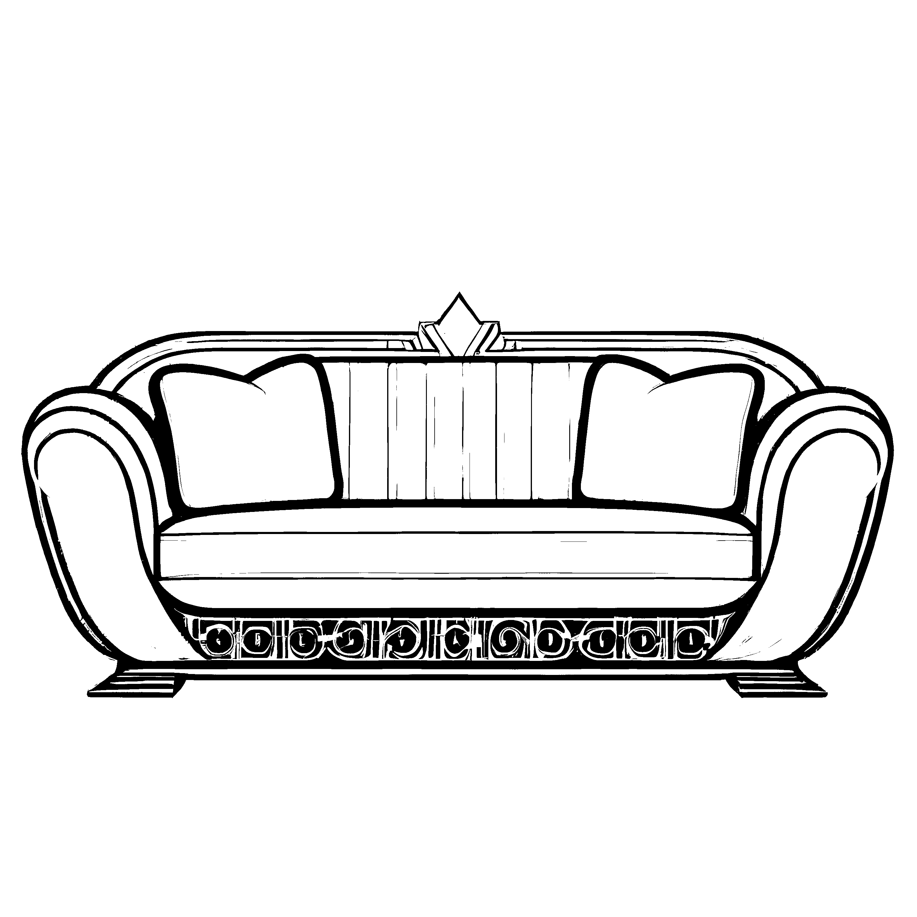Stilvolles Designer-Sofa mit charmanten Kissen Ausmalmotiv für kreative Wohnkünstler und kleine Traumgestalter