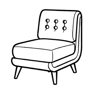 Eleganter Polsterstuhl mit schimmernden Armlehnen Ausmalbild für neugierige Kreativlinge