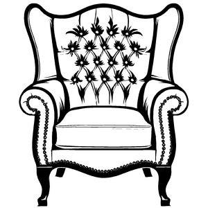 Eleganter Couch mit kunstvollen Verzierungen Ausmalmotiv für stylebewusste Kreativlinge