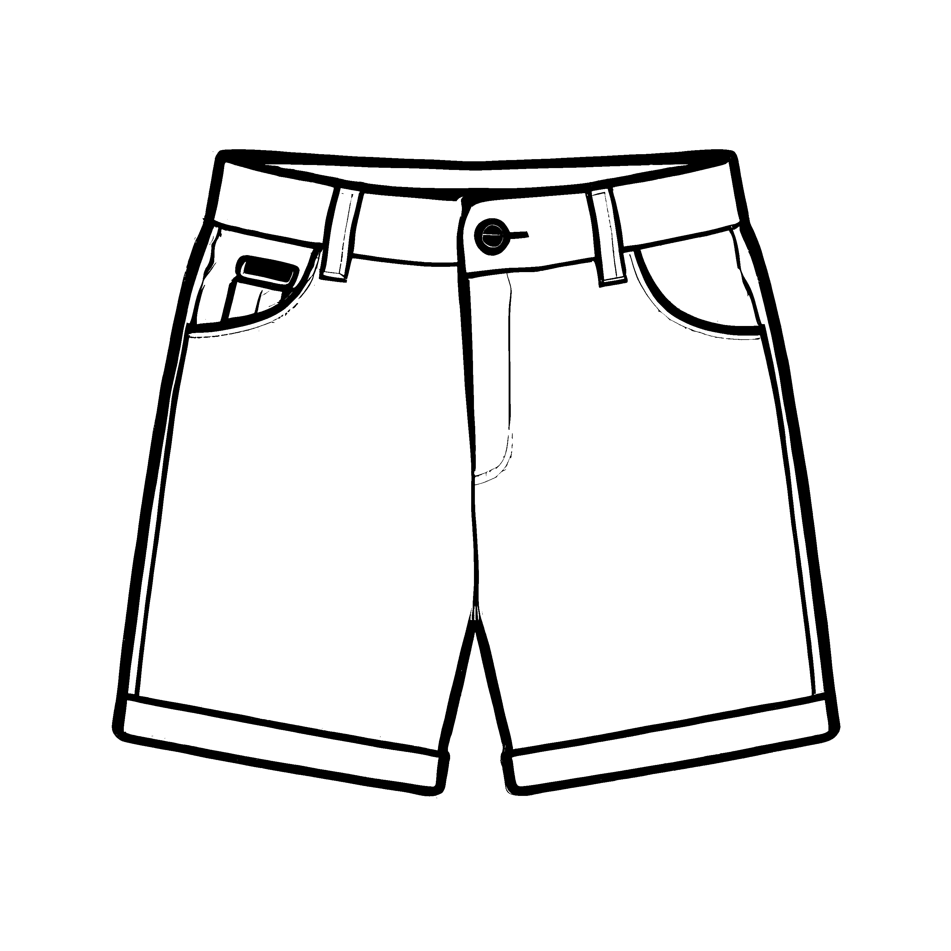 Modische Herren-Shorts mit coolem Knopf-Highlight Ausmalvorlage für kreative Outfit-Designer!