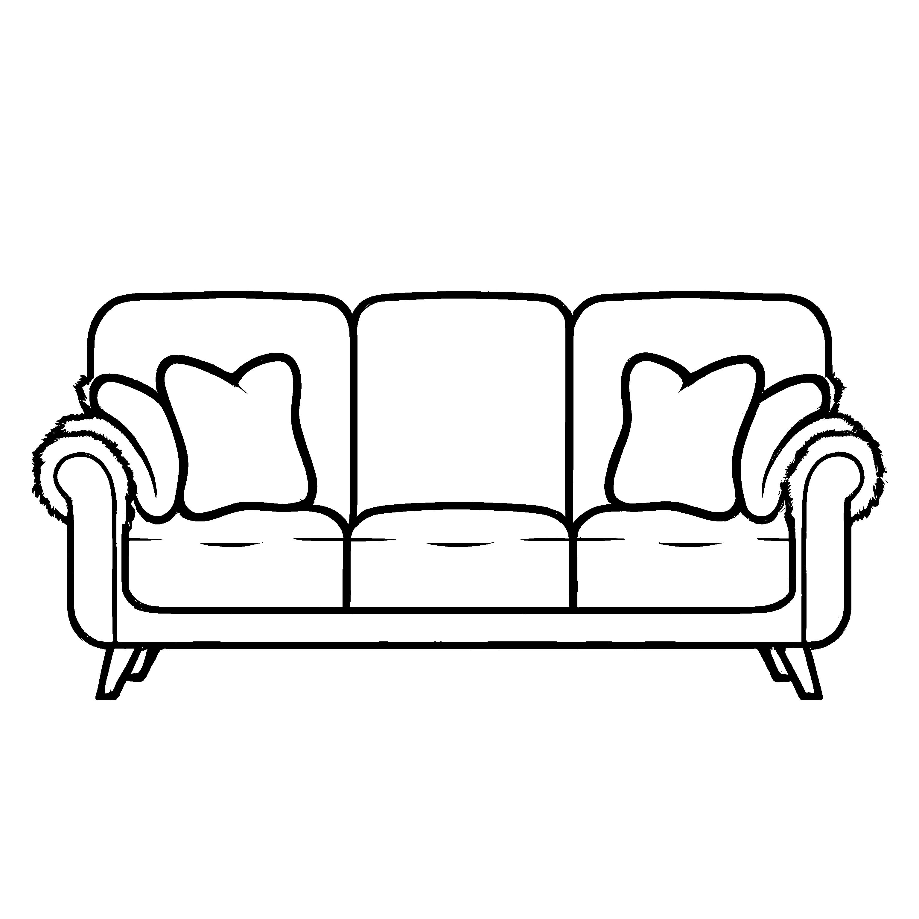 Stilvolles Designer-Sofa mit eleganten Kissen Malvorlage für kreative Wohnträumer und kleine Einrichtungsgenies