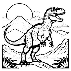Bezaubernder Albertosaurus auf dem Gipfel Ausmalbild für junge Traumfänger