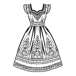 Faszinierendes Spitzenkleid mit funkelnden Details Malvorlage für mutige Stilentdecker