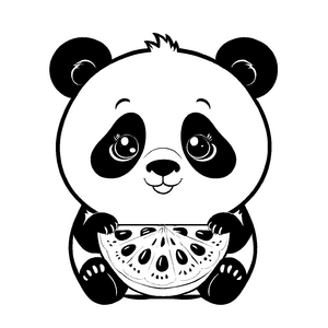 Bezaubernder Panda mit saftigem Melonenstück Ausmalvorlage für abenteuerlustige Entdecker