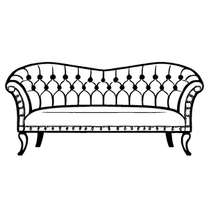 Stylisches Retro-Sofa mit aufregenden Knöpfen Malvorlage für moderne Kreativkräfte