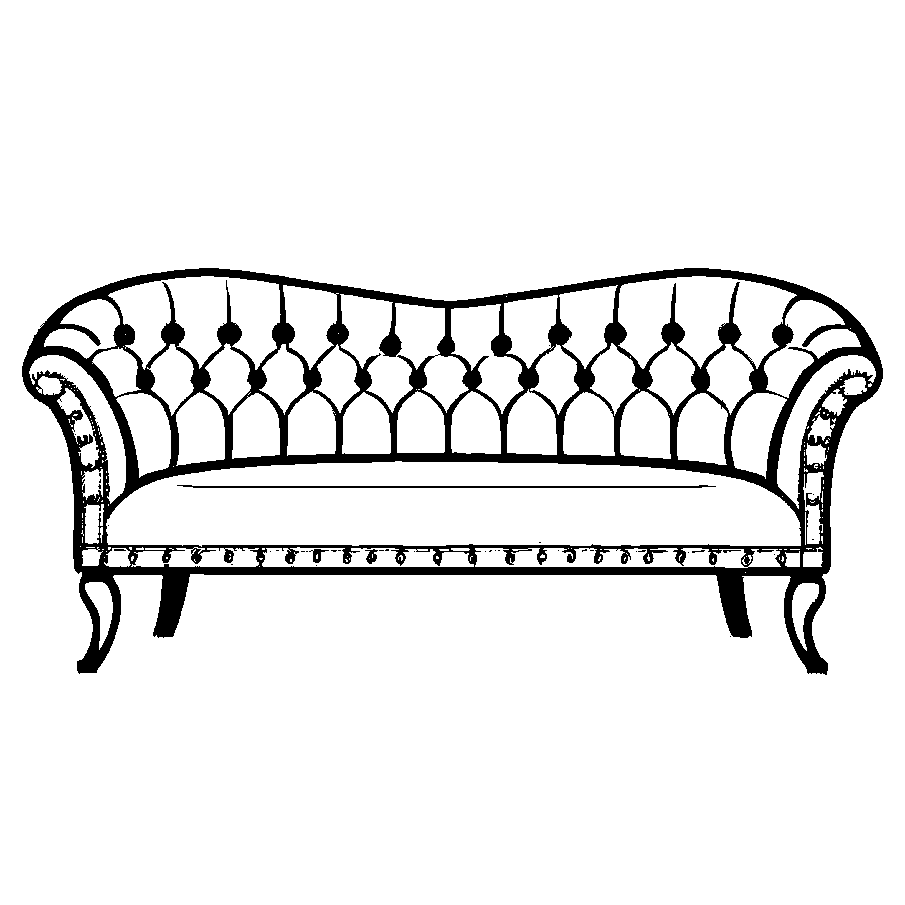 Stylisches Retro-Sofa mit aufregenden Knöpfen Malvorlage für moderne Kreativkräfte