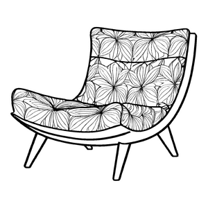 Blumiger Loungesessel mit verspielt-ruckeligem Design Ausmalvorlage für kleine Entdecker von Wohnideen