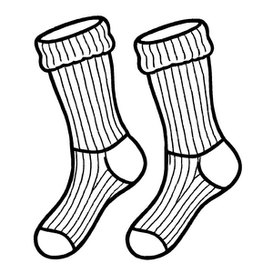 Zwei flotte Herrensocken in strahlendem Weiß Ausmalbild für neugierige Farbentüftler