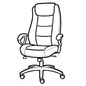 Elegant gestalteter Bürostuhl mit hohem Rücken Ausmalbild für neugierige Kreativköpfe