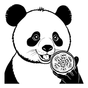 Fröhlicher Panda mit erfrischendem Zitronenstück Ausmalbild für fantasievolle Obstfreunde