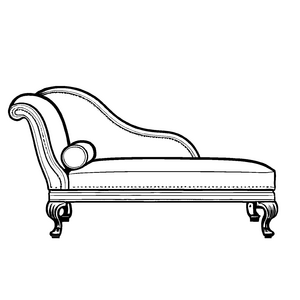 Stylische Chaiselongue mit verspieltem Detail Ausmalmotiv für kleine Innendesigner