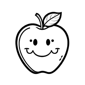 Fröhlicher Apfel mit lustigem Gesicht Ausmalvorlage für kleine Kunsthelden
