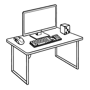 Begeisternder Gaming-Tisch mit Monitor und Tastatur Ausmalvorlage für abenteuerlustige Zockerhelden