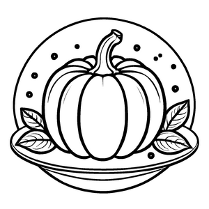 Charmanter Kürbis in geschmackvollem Schalenarrangement Malbild für kleine Herbstkünstler