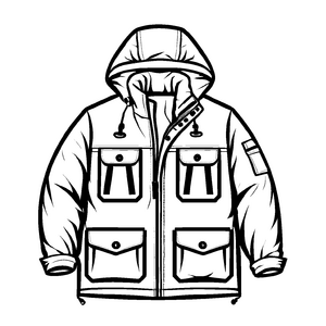 Sportliche Herrenjacke mit funktionellen Taschen Ausmalvorlage für inventive Modepiraten