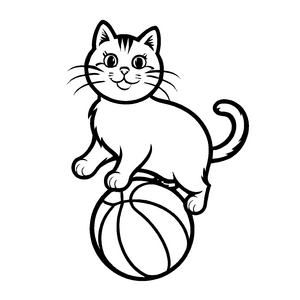 Detailreiches Katzenspielzeug-Malbild zum Basteln und Malen