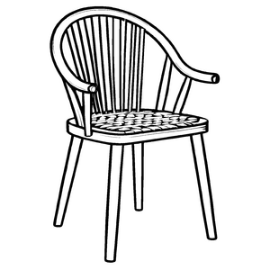 Eleganter Holzstuhl im zeitlosen Design Ausmalbild für kleine Stil-Entdecker