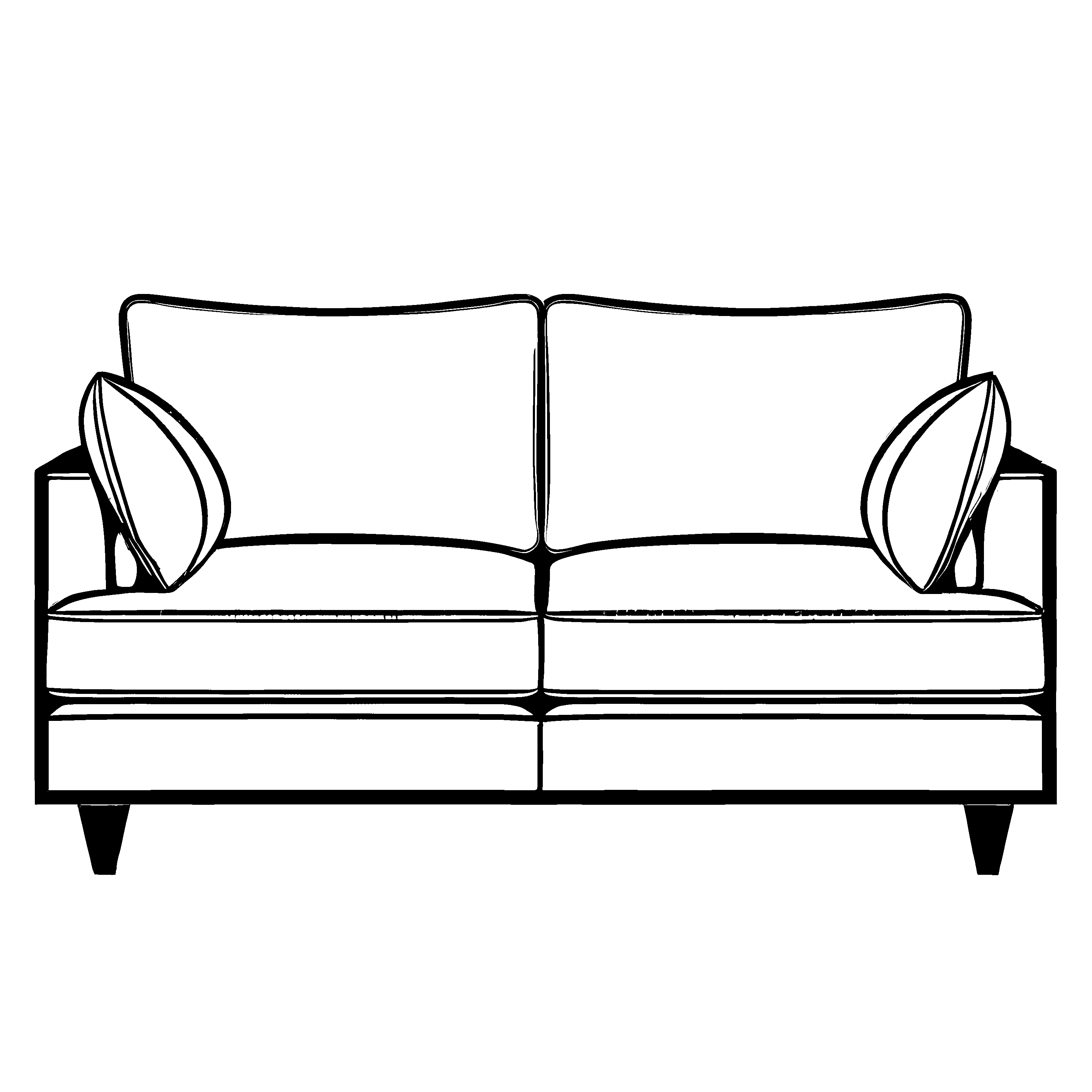 Bezauberndes Zweisitzer-Sofa mit gemütlichen Kissen Ausmalbild für kleine Wohnträumer