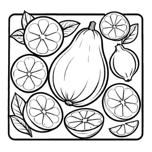 Bezaubernde Chayote mit frischen Früchten Malvorlage für kleine Obstliebhaber