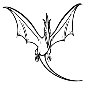 Fliegender Pteranodon mit prächtigen Flügeln Ausmalvorlage für neugierige kleine Flugkünstler