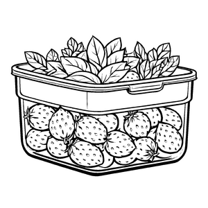 Leckerer Mangold mit saftigen Erdbeeren Ausmalbild für kleine Obstentdecker
