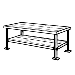 Zweifarbiger Couchtisch mit rustikalem Holz-Design Ausmalbild für abenteuerlustige kleine Einrichtungszauberer und kreative Künstler