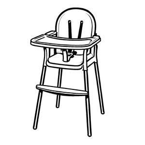 Bequemer Hochstuhl mit geschwungenem Design Ausmalbild für kleine Gourmets und kreative Entdecker