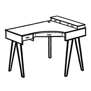 Einladung zu einem Ecktisch mit praktischen Schubladen Ausmalbild für pfiffige Einrichtungsplaner