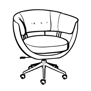 Moderner Bürostuhl mit eleganten Rollen Malvorlage für kreative Köpfe von morgen