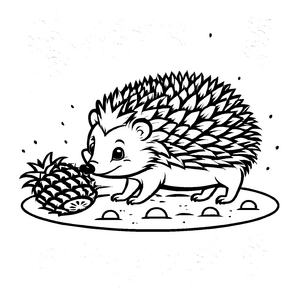 Niedliches Stachelschwein mit köstlicher Ananas Malvorlage für abenteuerlustige Fruchtentdecker